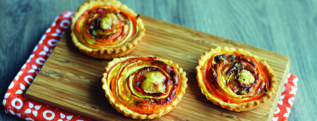 Tartelettes légumes de printemps et Fourme d’Ambert